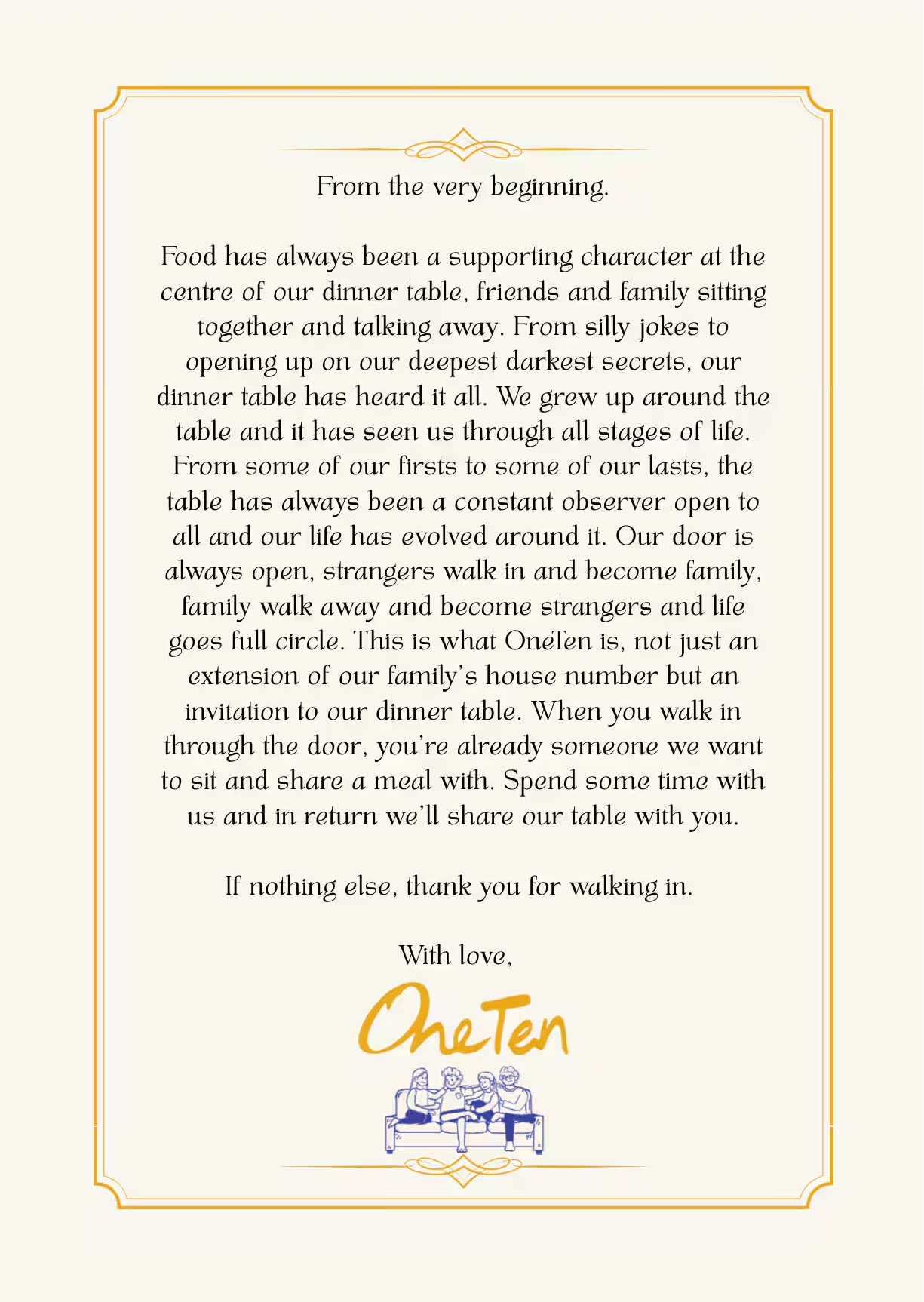 Our Story — Cafe OneTen, from the very beginning